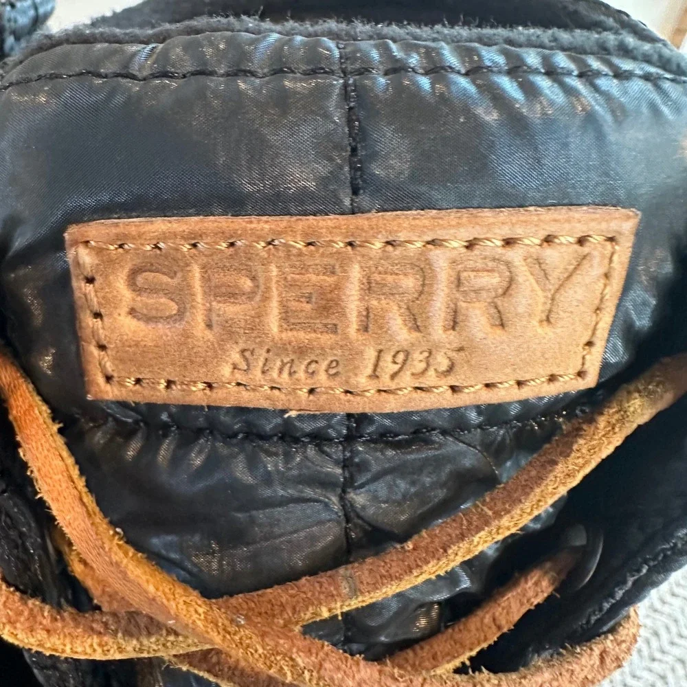 Sperry Saltwater Duck Boots Womens 6.5 Black Quilted Waterproof Outdoor Classic